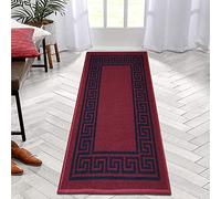 B&B Non-Slip Washable Large Entrance Door mat | 66 x 120 cm Outdoor and Indoor Dog Muddy Paws Floor Protector, Hallway, Bath and Kitchen Anti-Slip Mats - Greeky Rug - Red & Black