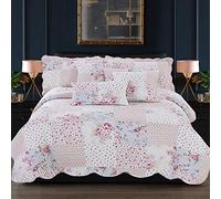 B&B Quilted Bedspread Bedding Sets for Girls - Cotton Patchwork Bedspread Throw For Sofa Bed - Decorative Vintage Box Pattern Quilt Comforter Set (Meadow, Super King Size)