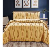 B&B Quilted Bedspread King Size Bed Throw Bedding Sets - Soft Cozy Embossed Quilt Coverlet for Bedroom Decor Reversible Throws Durable Bed Comforter with Pillowcases - King, Mustard