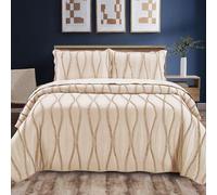 B&B Quilted Bedspread King Size Bed Throw Bedding Sets - Soft Cozy Embossed Quilt Coverlet for Bedroom Decor Reversible Throws Durable Bed Comforter with Pillowcases - King, Beige