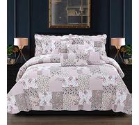 B&B Quilted Bedspreads King Size Bed Patchwork Bedspread 100% Cotton Filling Floral Vintage Design Quilted Throw Set - Warm Quilt Blanket Coverlet With Pillow Case (Zurich)