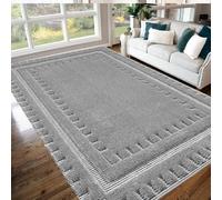 B&B Rug for Bedroom Dining Room Kitchen Rugs - Super Soft Dense Pile Heavy Weight Non Slip Washable Rug Indoor Use- Des1 Grey, 120 x 170 cm