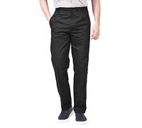 B&B Rugby Trousers with Elasticated Waist Men Plain Full Length Classic Fit Wrinkle Resistant Mens Summer Trousers - 34 Waist, Leg Size 31, Black