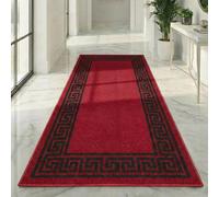 B&B Runner Rug Washable Non-Slip Carpet | 80 x 150 cm Heavy Duty Long Hallway Carpet Runner Machine Washable, Living Room, Kitchen and Bedroom Anti-slip Floor Mat - Greeky - Red & Black