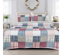 B&B Single Bed Patchwork Bedspread 100% Cotton Filling Floral Vintage Design Quilted Throw Set - Warm Quilt Blanket Coverlet with Pillow Case CHIC VINTAGE (Des 5)