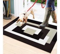 B&B Small Mat for Kitchen and Front Door Entrance Floor Mat - Abstarct Design Solid Thick Low Profile Washable Non Slip Indoor Door Mat, 50 x 80 cm, Brown Beige