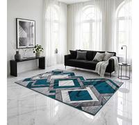 B&B Stylish Large Area Rugs for Bedroom Kitchen Rug - Super Soft Geometric Design Dirt Absorbent Heavy Weight Rugs Living Room Bedside Bedroom Rug - Teal, 160 x 230 cm