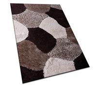 B&B Stylish Large Area Rugs For Living Room - Non Shedding Dense Pile Shaggy Rug For Bedroom Kitchen Carpet Runner Non Slip Floor Mat - Brown Beige Cream - Pona, 160 x 230 cm