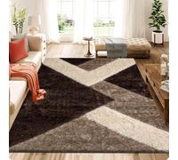 B&B Stylish Large Area Rugs For Living Room - Non Shedding Dense Pile Shaggy Rug For Bedroom Kitchen Carpet Runner Non Slip Floor Mat - Brown Beige Cream - Nova, 160 x 230 cm