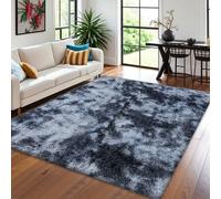 B&B Tie & Dye Shaggy Large Rugs For Living Room Bedroom Carpet - Modern Super Soft, Thick, High Dense Pile Non Slip Carpet for TV Lounge Dining OfficeArea Rugs (Grey, 200 x 290 cm)