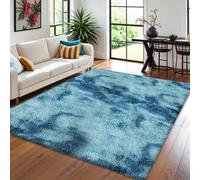 B&B Tie & Dye Shaggy Large Rugs For Living Room Bedroom Carpet - Modern Super Soft, Thick, High Dense Pile Non Slip Carpet for TV Lounge Dining OfficeArea Rugs (Teal, 160 x 230 cm)