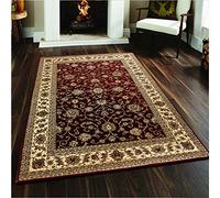 B&B Traditional Runners Rugs for Bedroom - Floral Pattern Low Profile Classical Oriental Rug Living Room - Hallway Runner Rug Red 0210-80 X 150 cm