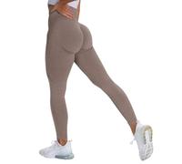 B B Y Squat Proof Gym Leggings Womens High Waist Seamless Butt Lifting Workout Leggings Running and Yoga Pants (UK, Alpha, M, Regular, Regular, Brown)