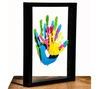 B BachVibes Family Handprint Kit with Frame Includes Non-Toxic Paints-Acrylic Plates DIY Tools-Perfect for Baby Shower New Moms and Home Decor-Emotional Gift (Wood) (Black)