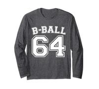 B-Ball 64 Basketball Player Number Training Varsity Vintage Long Sleeve T-Shirt