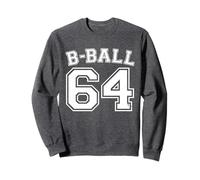 B-Ball 64 Basketball Player Number Training Varsity Vintage Sweatshirt