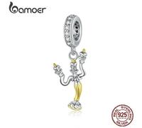 (B) Bamoer Magic Journey Series Real 925 Sterling Silver Beads Teapot Candlestick Clock Charm Pendant Fit Original Silver Bracelet