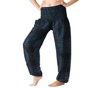 B Bangkok Pants Harem Pants Women Boho Clothes with Pockets (Blossom Navy, One Size)