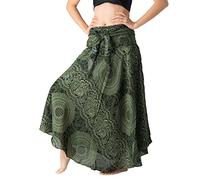 B BANGKOK PANTS Women's Boho Maxi Skirt Bohemian Print (Blossom Green, One Size)