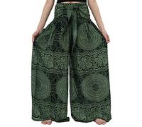 B BANGKOK PANTS Women's Boho Palazzo Pants Wide Leg Lounge Pants (16-20 Plus, Blossom Green)