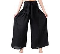 B BANGKOK PANTS Women's Boho Palazzo Pants Wide Leg Lounge Pants (One Size, Black)