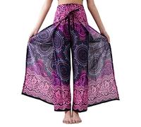B Bangkok Pants Women's Boho Palazzo Pants Wide Leg Yoga Wrap Tie Up Waist, Bohorose Pink, One Size