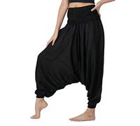 B BANGKOK PANTS Women's Harem Pants Jumpsuit Hippie Clothes (Black Classic, One Size)