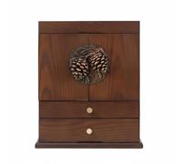 B Baosity Cosmetic Storage Case Makeup Organizer Drawer Cabinet Vanity Box with Mirror Large Capacity Wooden Structure with Side Compartments Shelves Double, Modern, Minimalist-B
