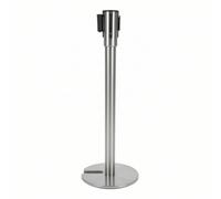 B Baosity Crowd Control Barrier Retractable Belt Post Queue Stanchion Weighted Base Iron Stainless Steel Finish Crowds And Sections Areas Suitable for banks, Satin Steel, 350 51 890MM