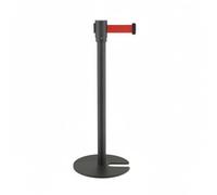 B Baosity Crowd Control Barrier Retractable Belt Post Queue Stanchion Weighted Base Iron Stainless Steel Finish Crowds And Sections Areas Suitable for banks, Black, 350 51 890MM