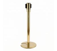 B Baosity Crowd Control Barrier Retractable Belt Post Queue Stanchion Weighted Base Iron Stainless Steel Finish Crowds And Sections Areas Suitable for banks, Gold, 350 51 890MM