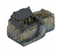 B Baosity Figurine Chinese Farmhouse Model Miniature Sculpture Micro Landscape Base Planter Rustic Architecture Decor Resin Material Suitable for collectors, 24 18 12cm, Style 4