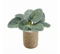 B Baosity Mini Potted Plant Toy with Vein Detailed Leaves and Woven Finish Pot for BJD Dollhouse Miniature Scenes Artificial Greenery Decor Craft Ornament Suitable for Diorama Projects