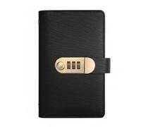 B Baosity Password Lock Budget Binder Organizer Wallet with Crocodile Texture Cover and Combination Lock for Secure Funds Storage and Receipt Management, Black