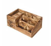 B Baosity Storage Organizer Desk Organizer Desktop Organizer Office Organizer With Charred Wood Look And Smooth Drawers For Suitable for home office study desk countertop use, Carbonized