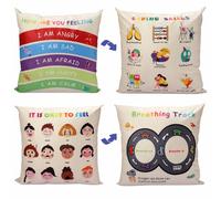 B BBPM Classroom Decor Throw Pillow Covers Set of 2 - Calming Corner School Counselor Office Mental Health Decor Calm Down Corner Supplies Cozy Corner Feelings Pillow Therapy Office Decor 18x18 Cream