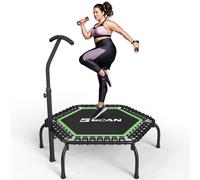 B BCAN 48'' Rebounder Trampoline for Adults, 250kg Foldable Mini Trampoline with Adjustable Foam Handle, Mute & Pre-assembled Fitness Trampette Indoor