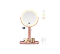 B Beauty Planet Magnifying Mirror with Light 30X/1X, Height Adjustable Makeup Mirror with Digital Display, Detachable for Travel, Vanity Mirrors with Phone Holders and Tweezers (Rose Gold)