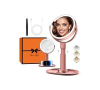 B Beauty Planet Makeup Mirror with Lights, Lighted Magnifying Mirror 30X with 3 Lighting and Adjustable Brightness, 2-Sided Height Adjustable Vanity Mirror for Bathroom, Present for Women Rose Gold