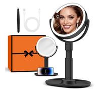 B Beauty Planet Makeup Mirror with Lights, Lighted Magnifying Mirror 30X with 3 Lighting and Adjustable Brightness, 2-Sided Height Adjustable Vanity Mirror for Bathroom, Present for Women Black