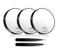 B Beauty Planet Single-Sided Magnifying Suction Cup Mirror 20X/30X/40X with Tweezers,Portable & Compact Mirror for Travel (9cm)