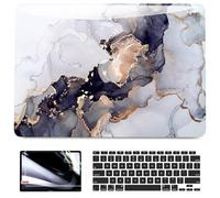 B BELK Compatible with MacBook Air 13 inch Case 2021 2020 2019 2018 M1 A2337 A2179 A1932 Touch ID, Plastic Hard Shell+2 Keyboard Cover+Screen Protector for MacBook Air 13.3 inch Case,Blue White Marble
