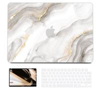 B BELK Compatible with MacBook Air 13 inch Case 2021 2020 2019 2018 M1 A2337 A2179 A1932 Touch ID, Plastic Hard Shell+2 Keyboard Cover+Screen Protector for MacBook Air 13.3 inch Case, White Marble