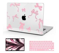 B BELK Compatible with MacBook Air 13 inch Case 2025 2024 2023 2022 M4 M3 M2 A3240 A3113 A2681, Plastic Hard Shell+Keyboard Cover+Screen Protector for MacBook Air 13.6 inch Case, Baby Pink Bowknot