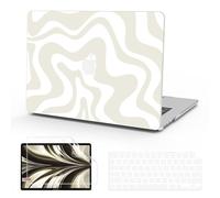 B BELK Compatible with MacBook Air 13 inch Case 2025 2024 2023 2022 Release M4 M3 M2 A3240 A3113 A2681, Plastic Hard Shell +Keyboard Cover +Screen Protector for MacBook Air 13.6 inch Case, Beige Wave