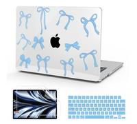 B BELK Compatible with MacBook Air 13 inch Case 2025 2024 2023 2022 Release M4 M3 M2 A3240 A3113 A2681, Plastic Hard Shell+Keyboard Cover+Screen Protector for MacBook Air 13.6 inch Case, Blue Bow