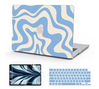 B BELK Compatible with MacBook Air 13 inch Case 2026 2025 2024 2023 2022 M4 M3 M2 A3240 A3113 A2681, Plastic Hard Shell + Keyboard Cover + Screen Protector for MacBook Air 13.6 inch Case, Blue Wave
