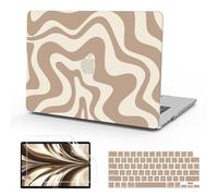 B BELK Compatible with MacBook Air 13 inch Case 2026 2025 2024 2023 2022 M4 M3 M2 A3240 A3113 A2681, Plastic Hard Shell Case for MacBook Air 13.6 inch + Keyboard Cover + Screen Protector, Brown Wave