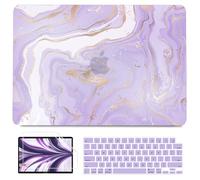 B BELK Compatible with MacBook Air 13 inch Case 2026 2025 2024 2023 2022 M4 M3 M2 A3240 A3113 A2681,Plastic Hard Shell+Keyboard Cover+Screen Protector for MacBook Air 13.6 inch Case,Purple Gold Marble