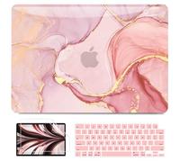 B BELK Compatible with MacBook Air 13 inch Case M5 2026 2025 2024-2022 M4 M3 M2 A3449 A3240 A3113 A2681, Plastic Hard Shell for MacBook Air 13.6 inch Case+Keyboard Cover+Screen Protector, Pink Marble